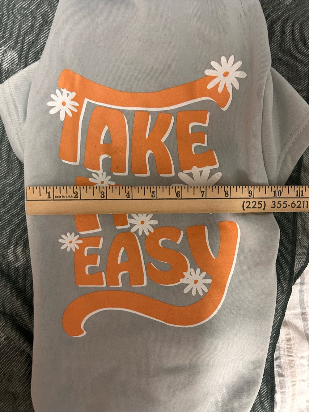 Dog Graphic Pullover - Light Gray with Orange 'Take Easy' Print